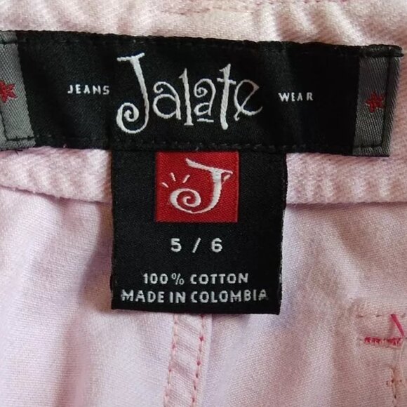 Y2K VTG Pink Denim Jalate Crop Cargo Jeans Jrs 5/6 100% Cotton - Picture 7 of 8